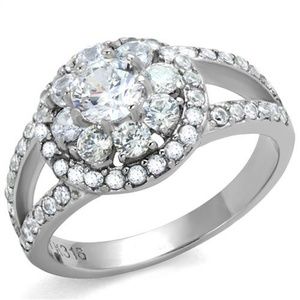 1.57 Ct Zirconia Stainless Steel Engagement Ring